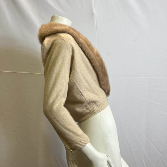 Bernard Altman Cashmere Sweater with Mink Fur Trim - Picture 4 of 10